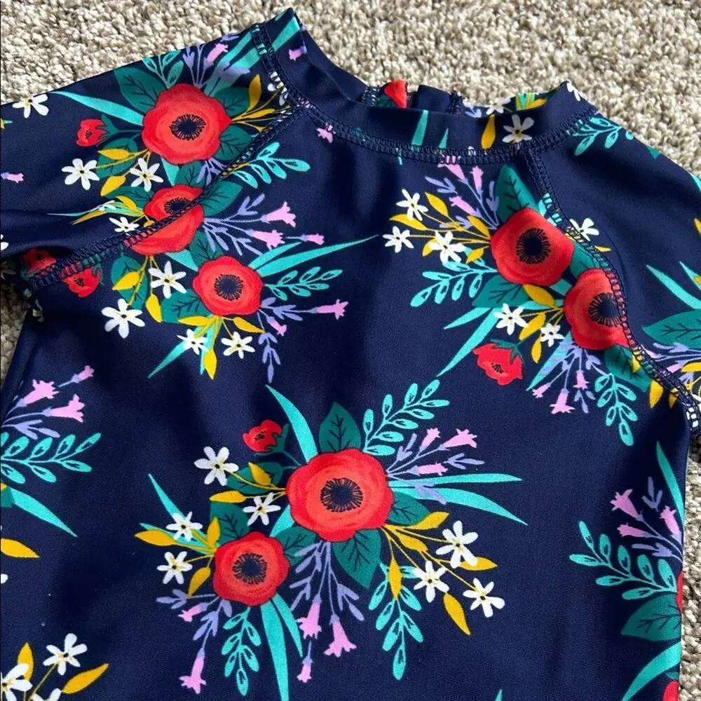 Cat and Jack Long Sleeve One Piece Floral Swimsuit, 18 Months